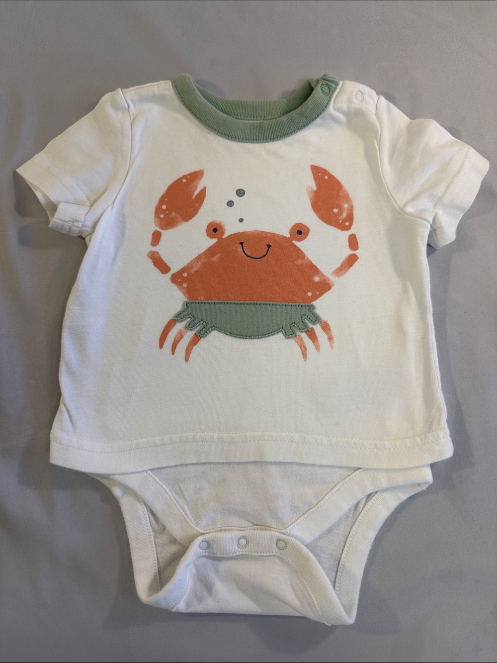 GAP White Bodysuit with Orange Crab and Sage Trim